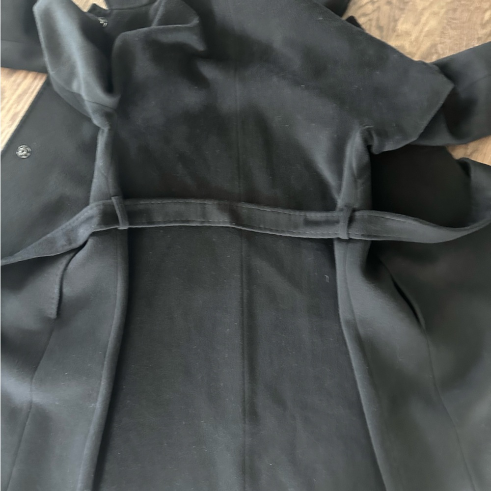 PURE VIRGIN WOOL CINZIA ROCCA BY RODEL S.p.A in ITALY, BELTED BLACK COAT BLACK 8 - Picture 5 of 15
